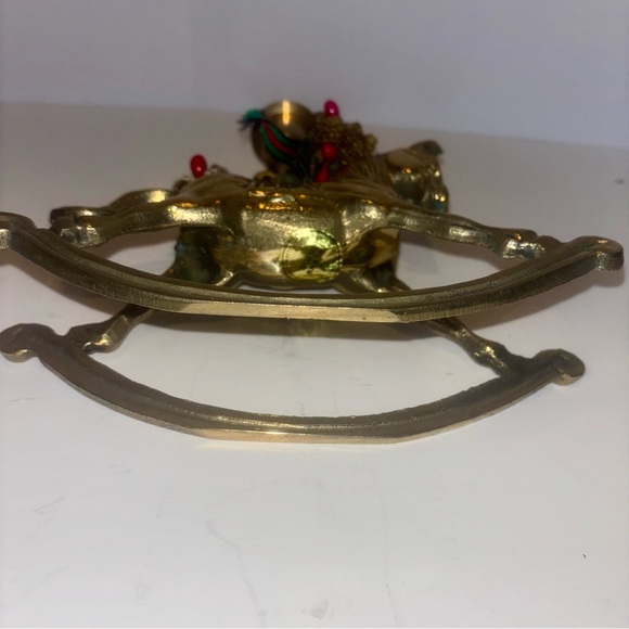 VTG Solid Brass Rocking Horse Candle Holder Holiday Christmas Sculpture 6.75" - Picture 9 of 9